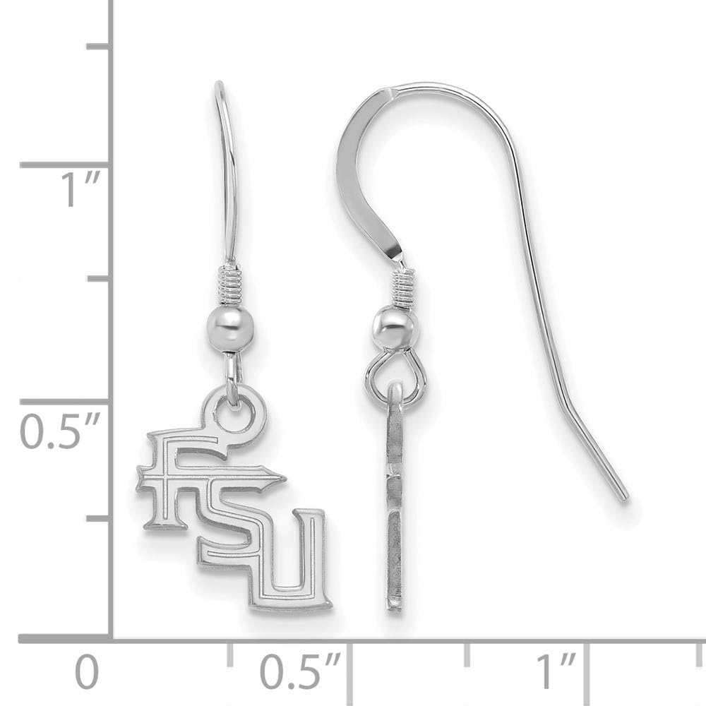 Sterling Silver Rhodium-plated LogoArt Florida State University F-S-U Extra Small Dangle Wire Earrings Q-SS062FSU