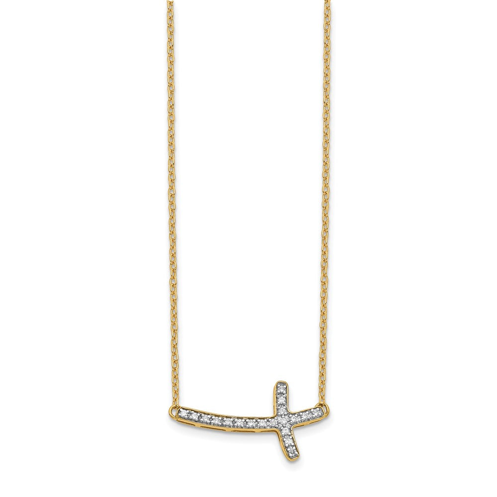 14k Diamond Sideways Cross 18in Necklace
