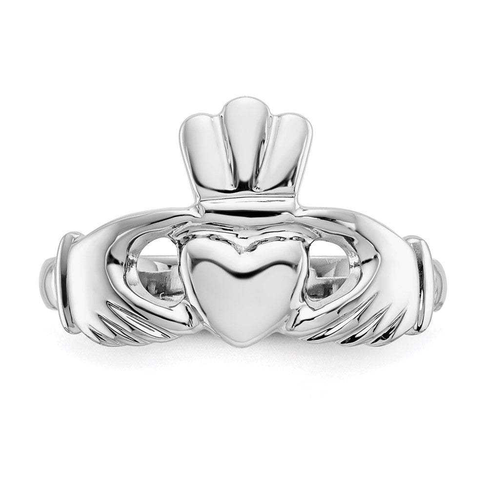 14k White Gold Polished Claddagh Ring Size 8