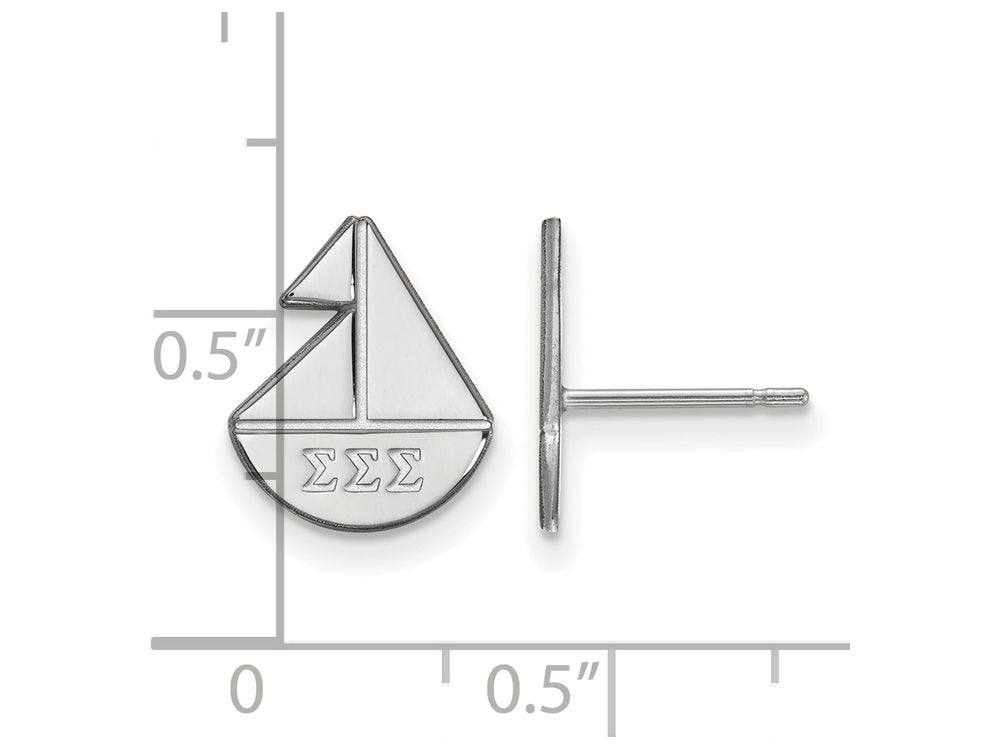 Sterling Silver Official Licensed Greek Sororities Sigma Sigma Sigma (???) XS Post Earrings