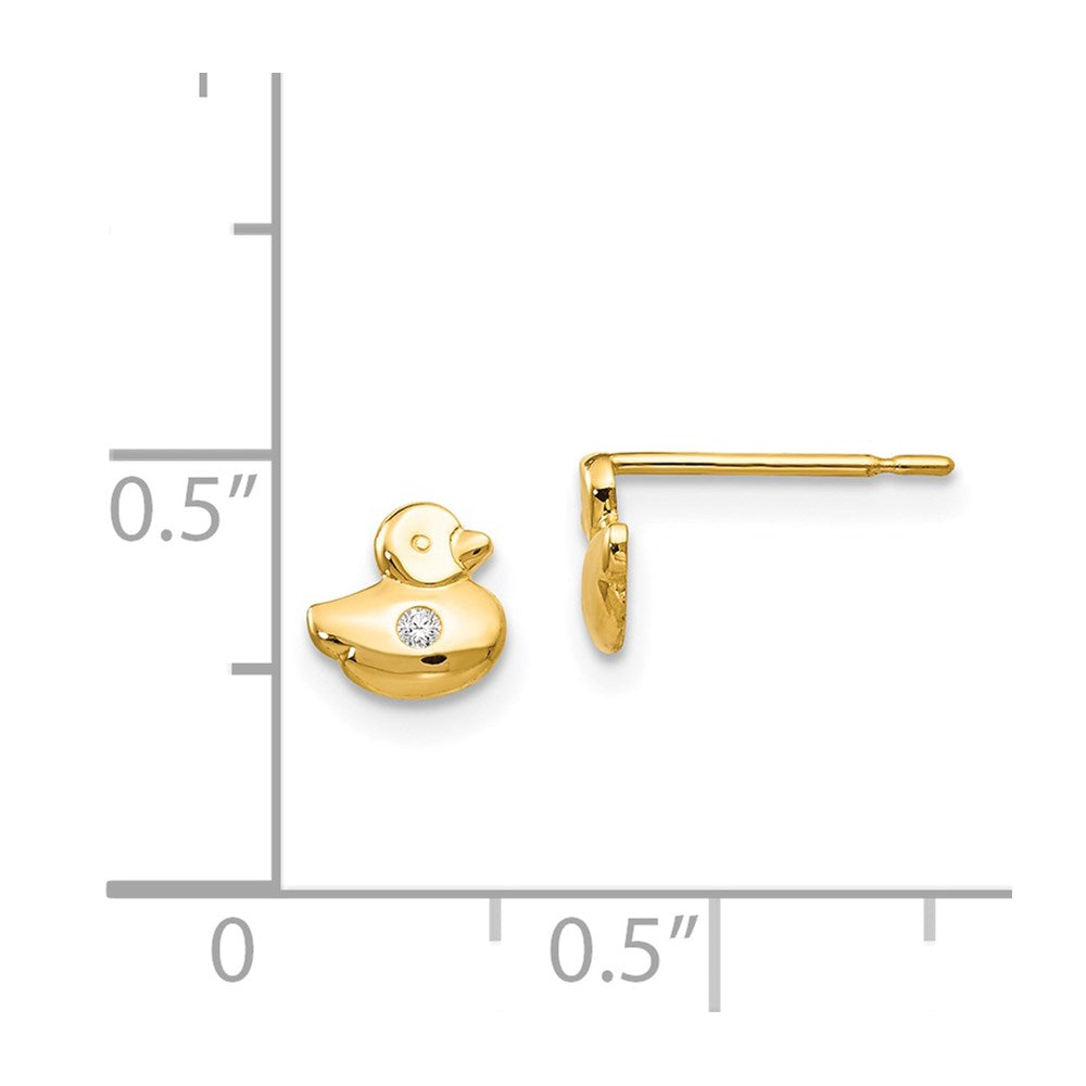 14k Madi K CZ Children's Duck Post Earrings