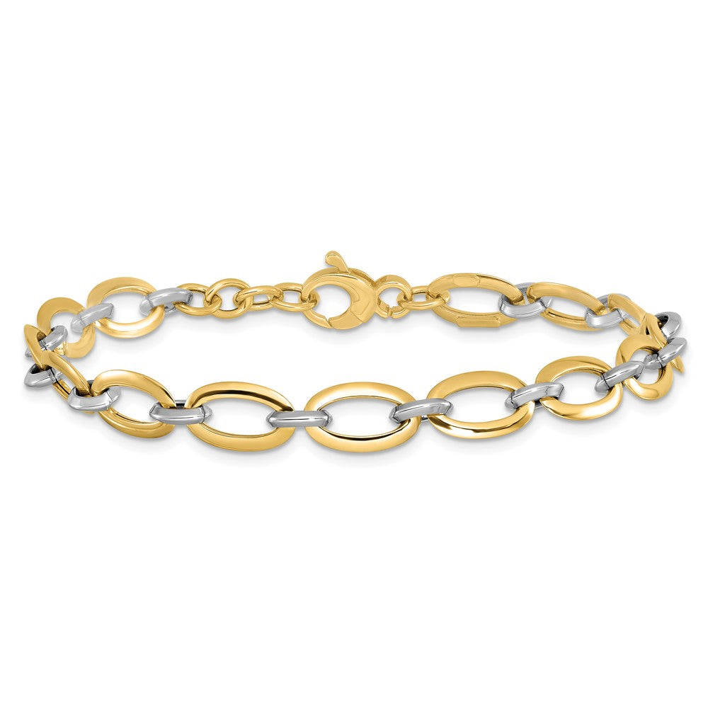 14K Two-tone Polished w/.5in ext. Bracelet 7  inches