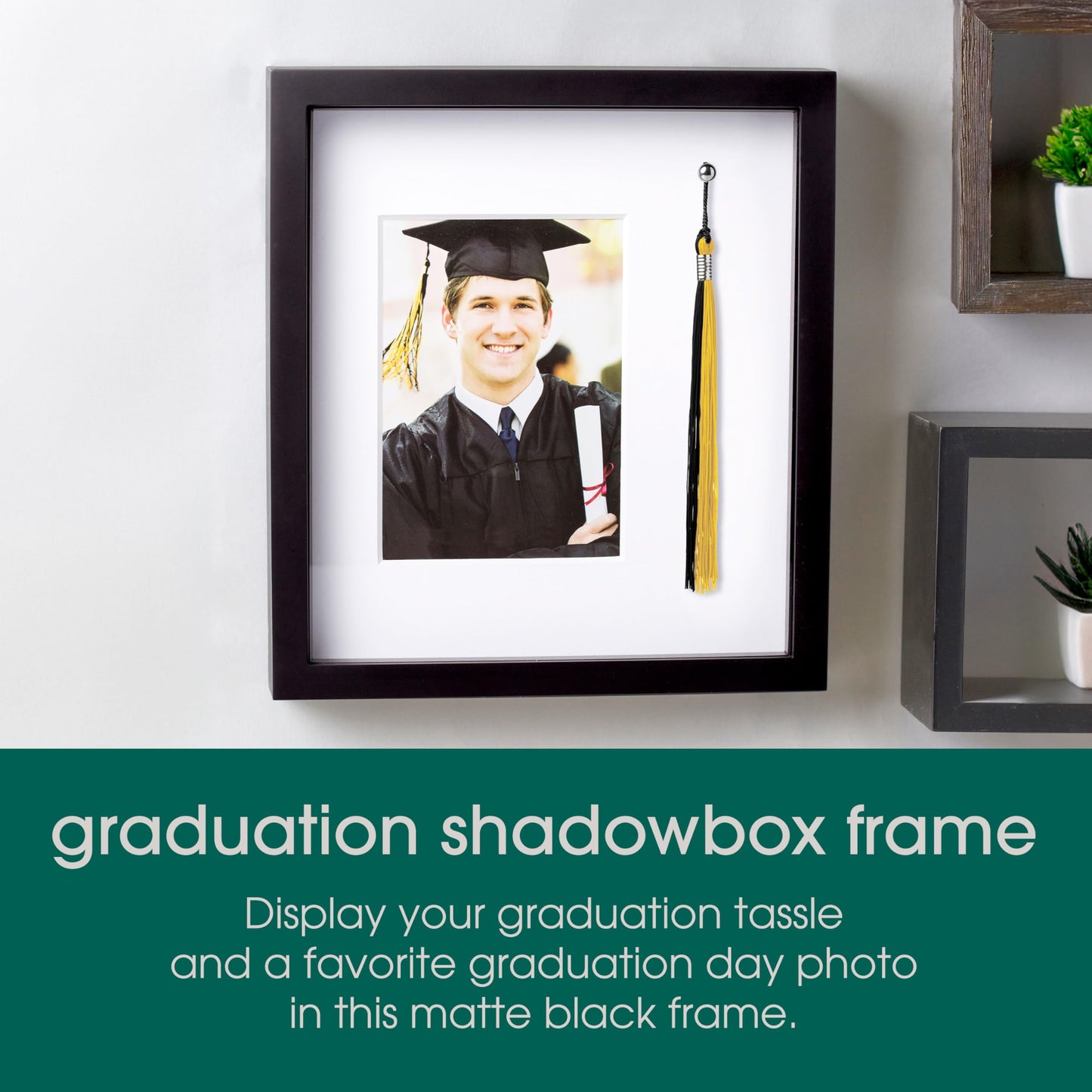 Pearhead Tassel And Picture Graduation Frame, Proudly Display a Photo in Graduation Cap and Gown in Frame with Tassel Holder, Great Centerpiece for Graduation Party