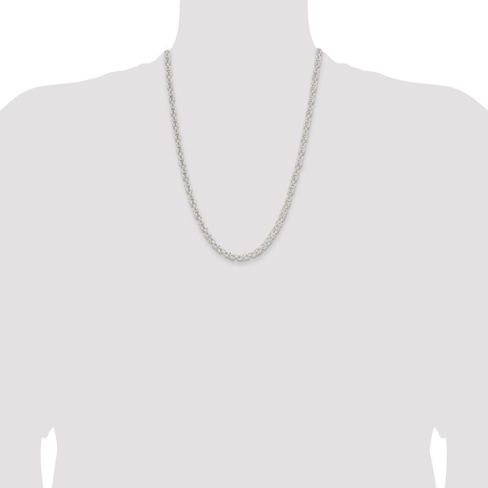 Sterling Silver 4.75mm Rounded Byzantine Chain 24 Inches