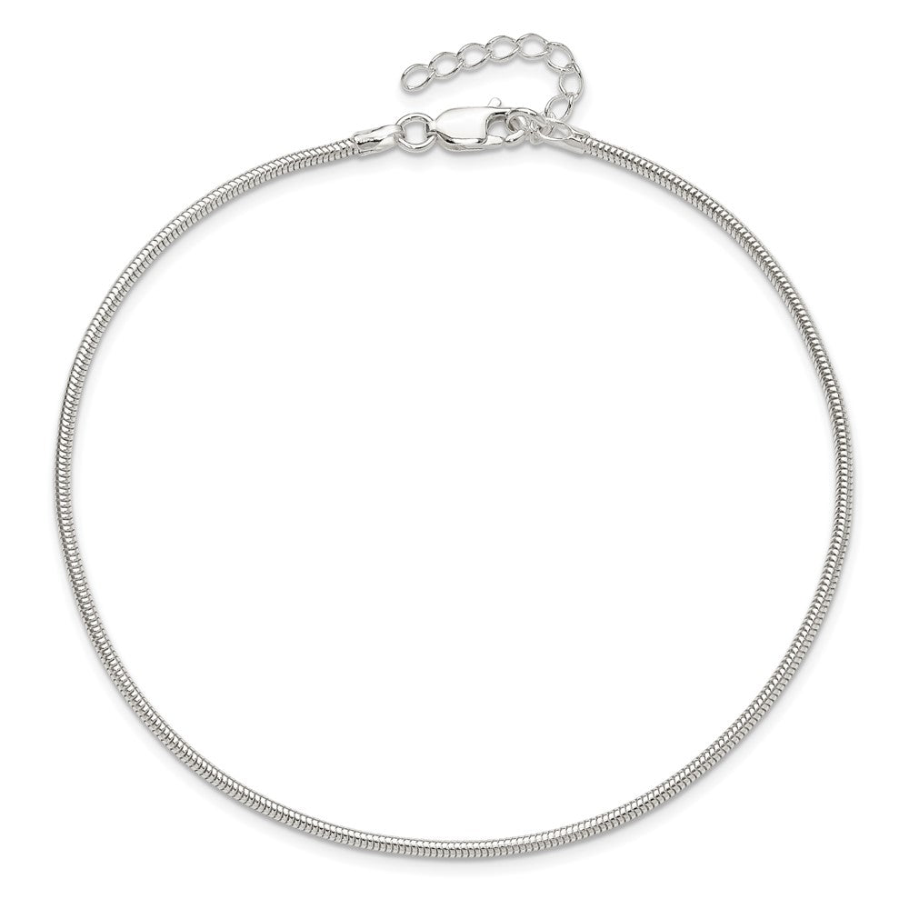 Sterling Silver 1.5mm Round Snake Chain 9in Plus 1in ext. Anklet 9 inches