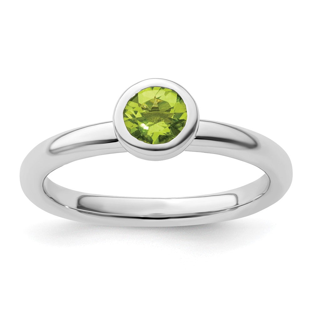 Sterling Silver Stackable Expressions Low 5mm Round Peridot Ring Size -8