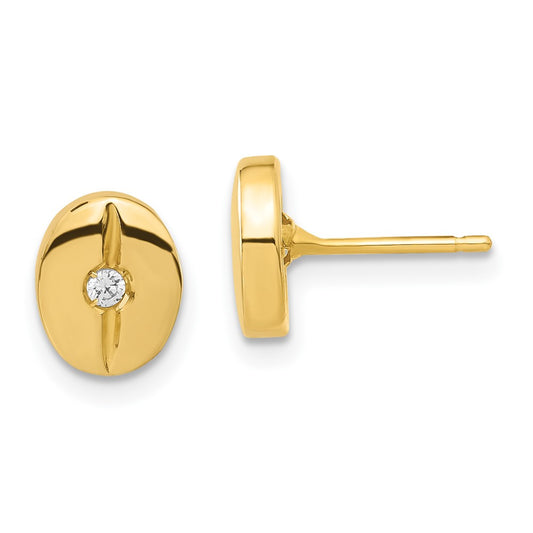 14ky Polished CZ Fancy Post Earrings