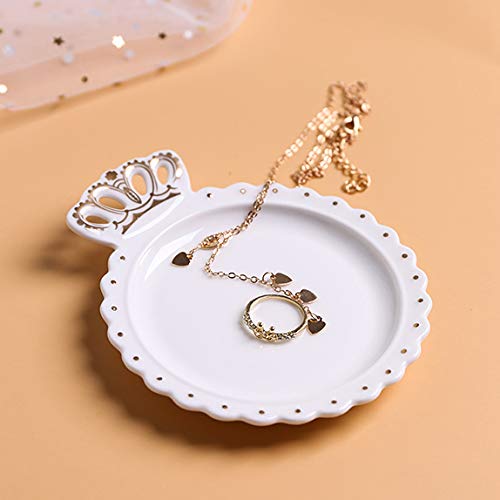 Queen's Crown Ceramic Trinket Plate and Decorative Jewelry Dish