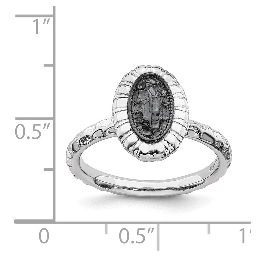Sterling Silver Stackable Expressions Ruthenium-plated Oval Ring Size -7