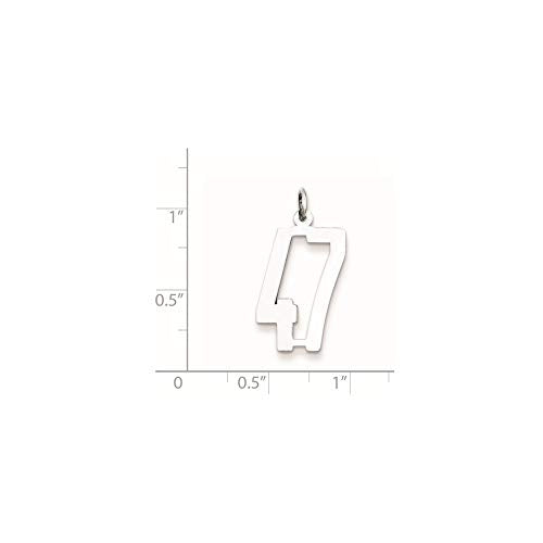 Sterling Silver/Rhodium-plated Elongated Number 47 Charm