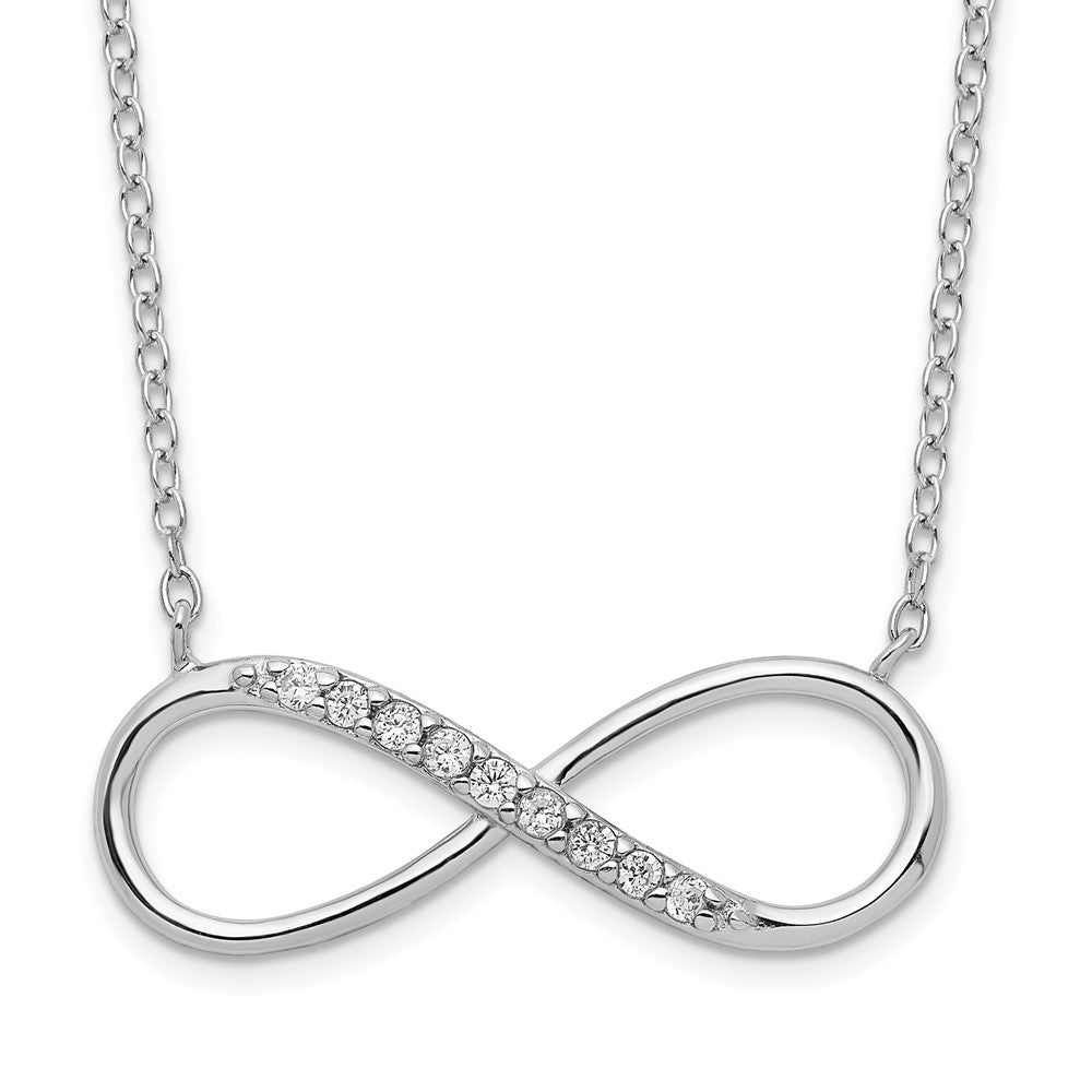 Sterling Silver Rhodium-plated with CZ Infinity w/ 2 IN EXT Necklace 16 Inches