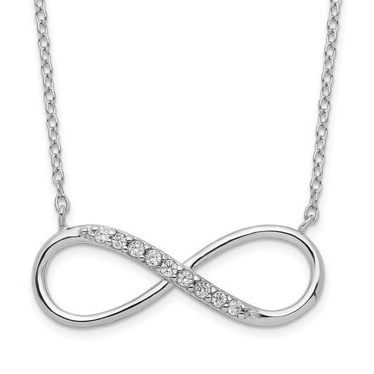 Sterling Silver Rhodium-plated with CZ Infinity w/ 2 IN EXT Necklace 16 Inches