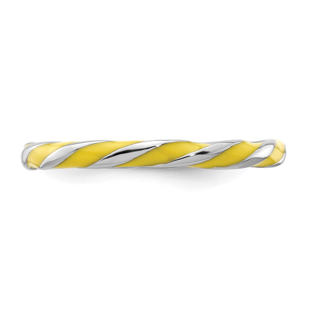 Sterling Silver Stackable Expressions Twisted Yellow Enameled Ring Size -10