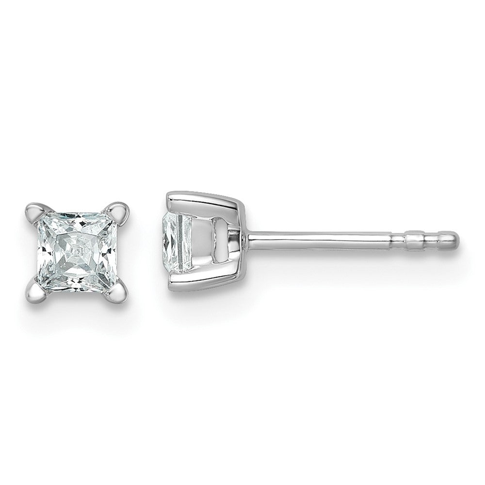 14k White Gold 1/2 ctw Lab Grown Diamond VS/SI+ G+ Princess 4 Prong Heavy Wt. Stud Earrings