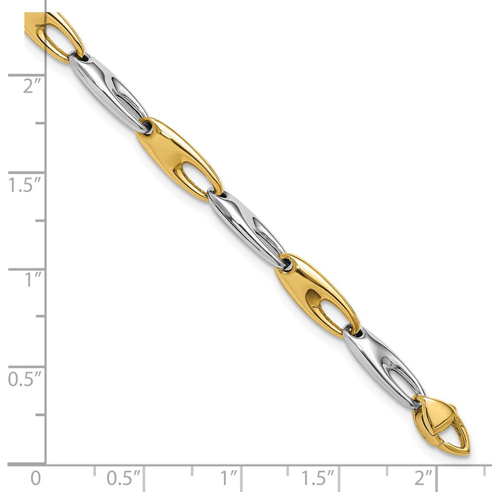 14K Two-Tone Polished Fancy Link Bracelet 7.5  inches