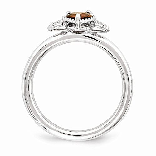 Sterling Silver Stackable Expressions Garnet & Diamond Hearts Ring