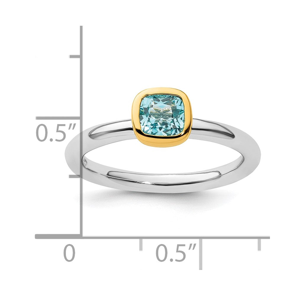 Sterling Silver Stackable Expressions w/Gold-plated Blue Topaz Ring Size -9