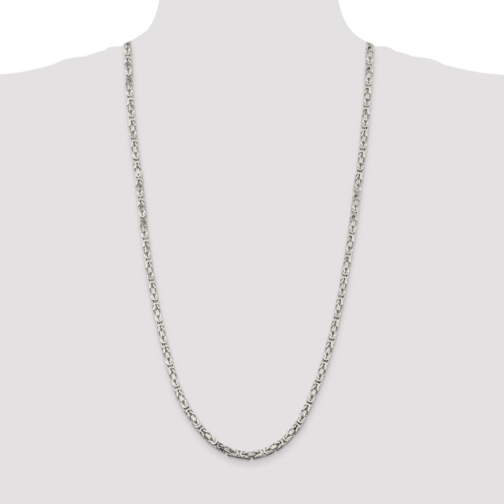 Sterling Silver 4.25mm Byzantine Chain 30 Inches