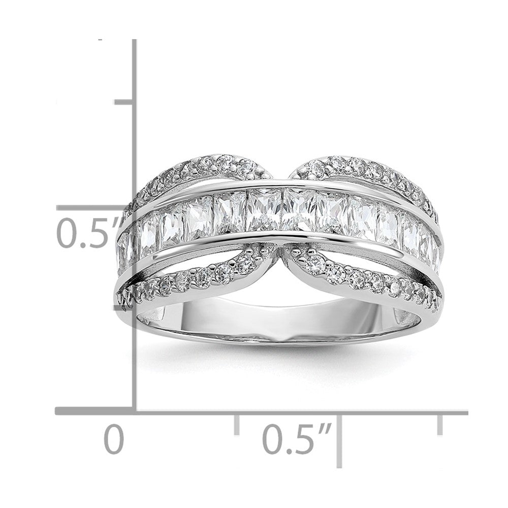 Cheryl M Sterling Silver Rhodium-plated Polished Fancy CZ Ring
