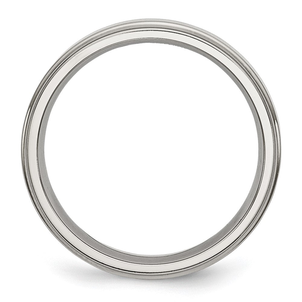 Stainless Steel Polished 5mm Ridged Edge Band Size - 13