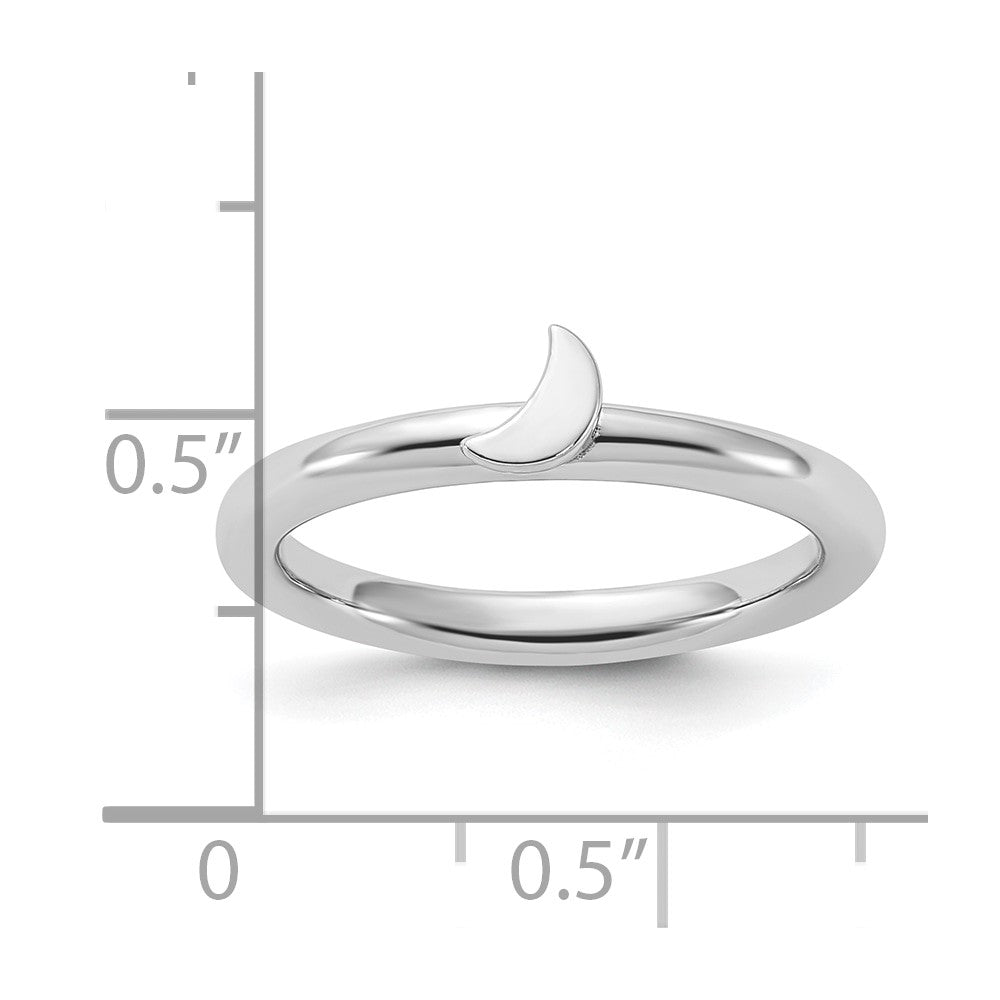 Sterling Silver Stackable Expressions Rhodium-plated Moon Ring Size -10