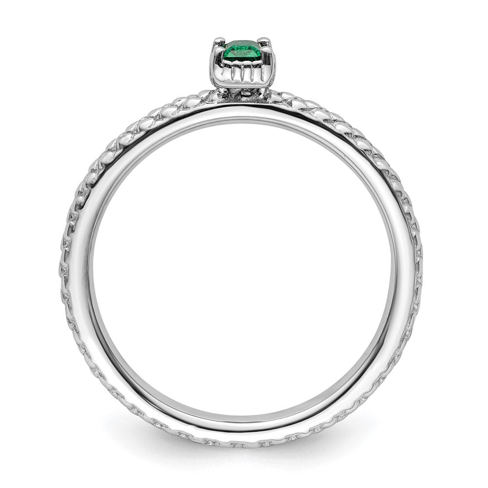 Sterling Silver Stackable Expressions Created Emerald Single Stone Ring Size -9