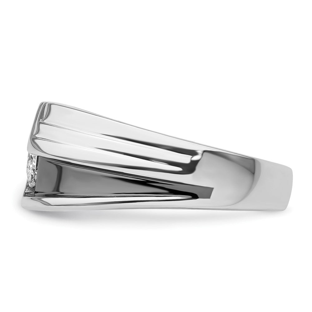 IBGoodman 14k White Gold with Black Rhodium 1/2 carat Lab Grown Diamond VS/SI+ G+ Complete Satin Men's Ring