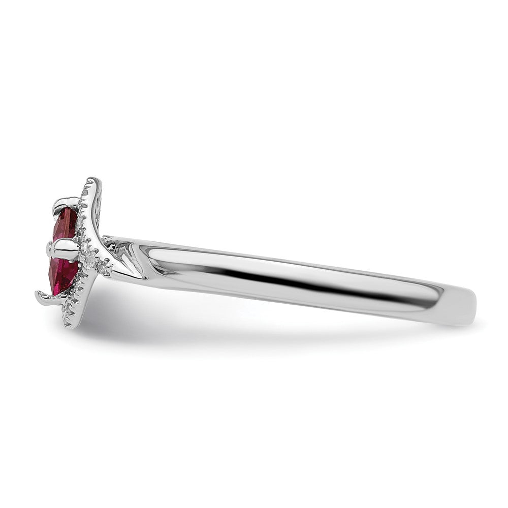 Sterling Silver Stackable Expressions Polished Cr. Ruby & Dia Ring Size -6