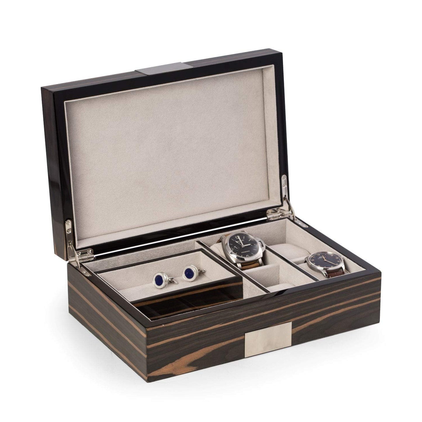 Ebony Finish Wood 4-Watch and Jewelry Box