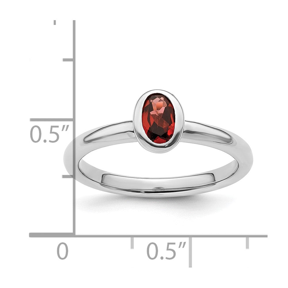 Sterling Silver Stackable Expressions Oval Garnet Ring Size -8