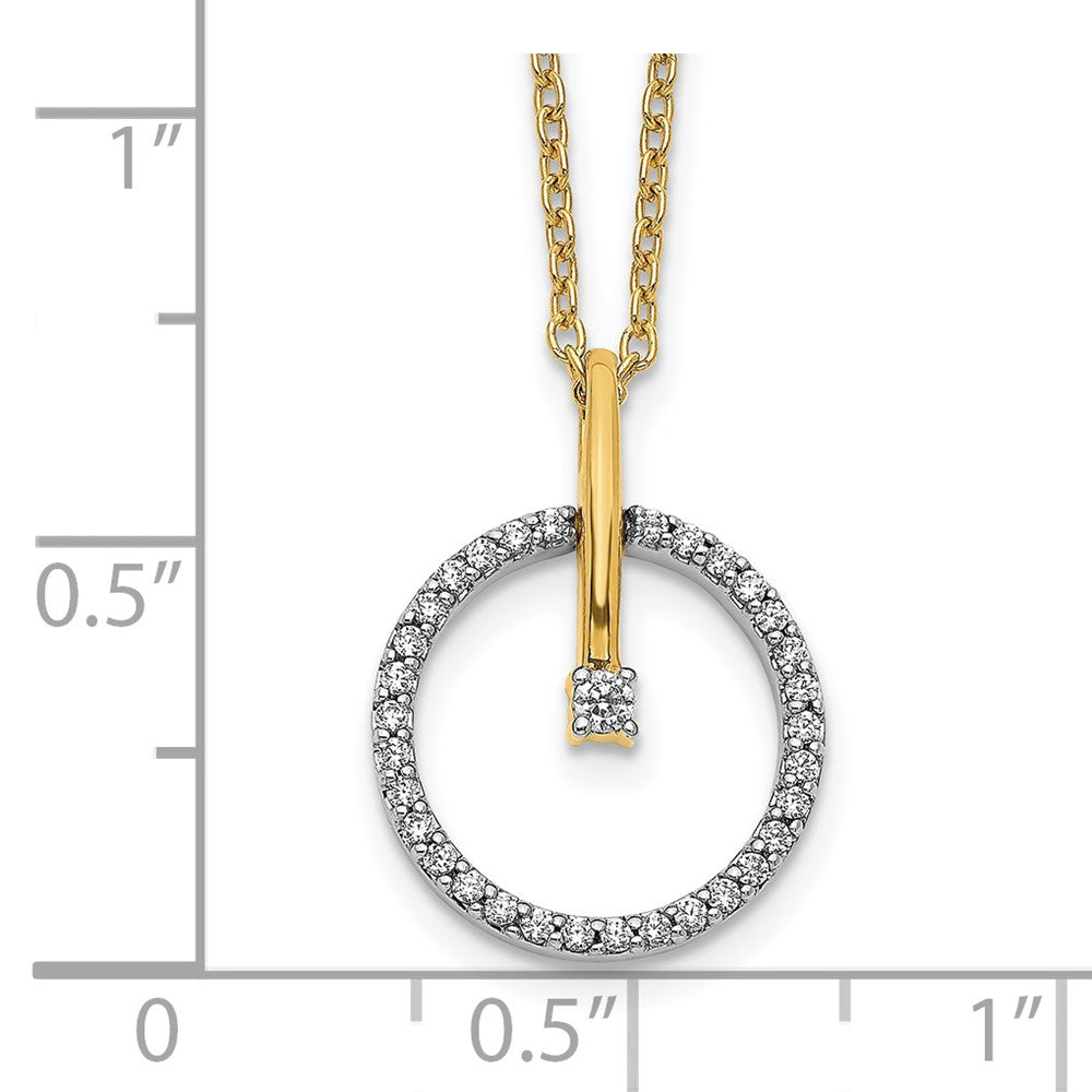14k Two-tone Diamond Circle 18 inch Necklace