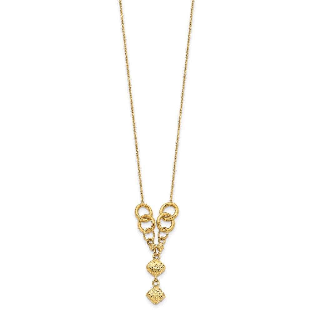 14K Polished & D/C w/2 in ext Necklace
