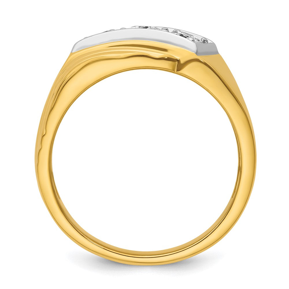 IBGoodman 14k with White Rhodium 1/2 carat Lab Grown Diamond VS/SI+ G+ Complete Polished and Grooved Three Stone Men's Ring