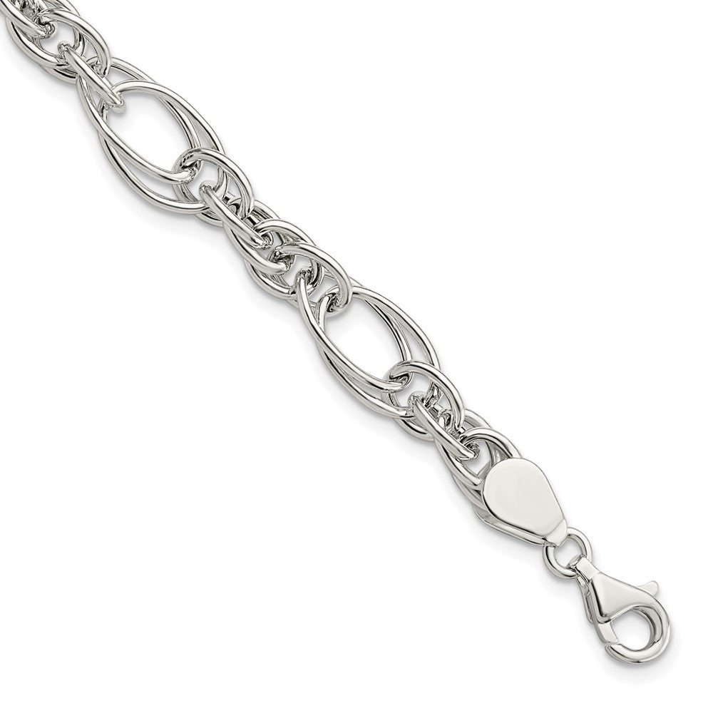 Sterling Silver Polished Fancy Link 7in Bracelet 7 inches