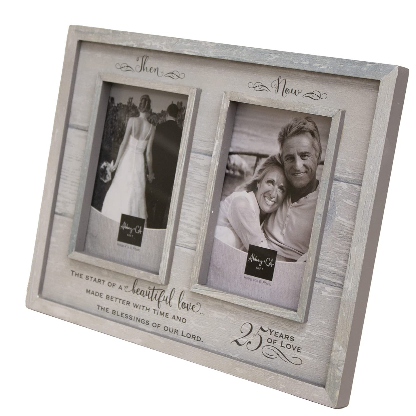 Abbey Gift Then & Now 25Th Anniversary Wood Frame, 12" x 9.5", Multicolor