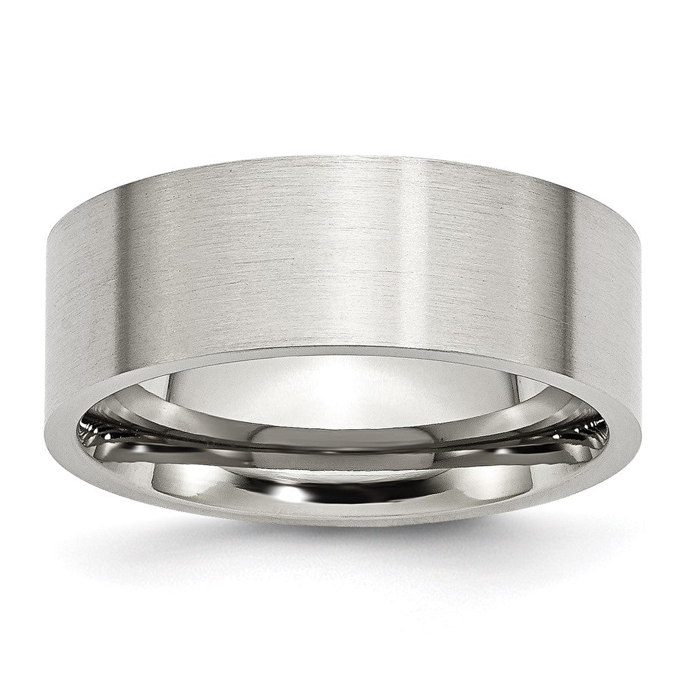 Stainless Steel Brushed 8mm Flat Band Size - 10
