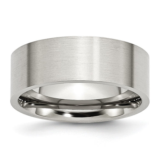Stainless Steel Brushed 8mm Flat Band Size - 10