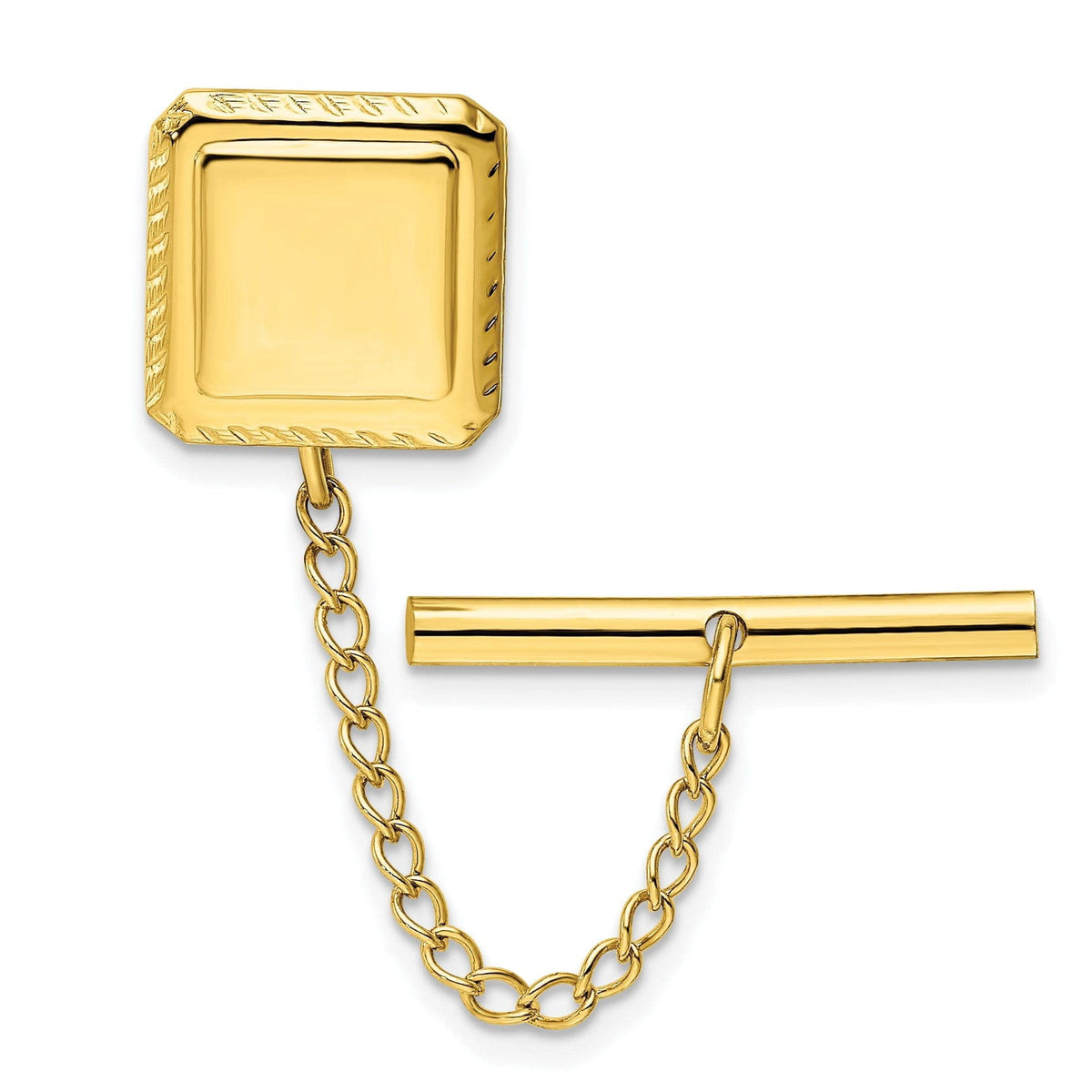 Kelly Waters Gold-plated Square with Textured Edge Engravable Tie Tac Q-KW579
