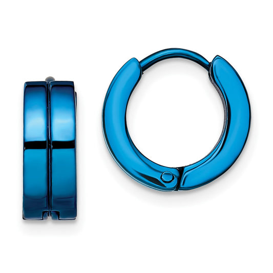 Stainless Steel Polished Blue IP-plated 5mm Hinged Hoop Earrings