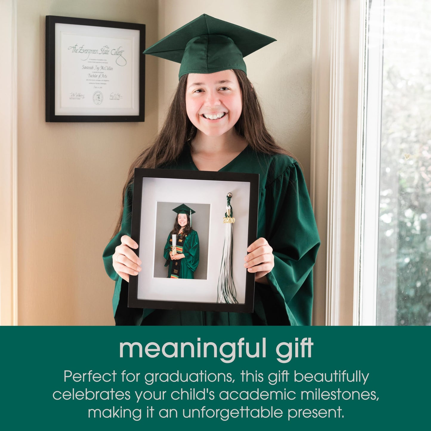 Pearhead Tassel And Picture Graduation Frame, Proudly Display a Photo in Graduation Cap and Gown in Frame with Tassel Holder, Great Centerpiece for Graduation Party