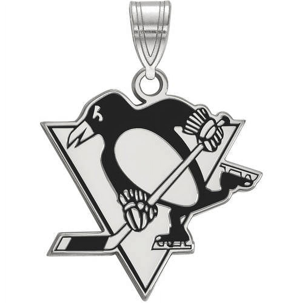LogoArt NHL Pittsburgh Penguins Sterling Silver Large Enamel Pendant