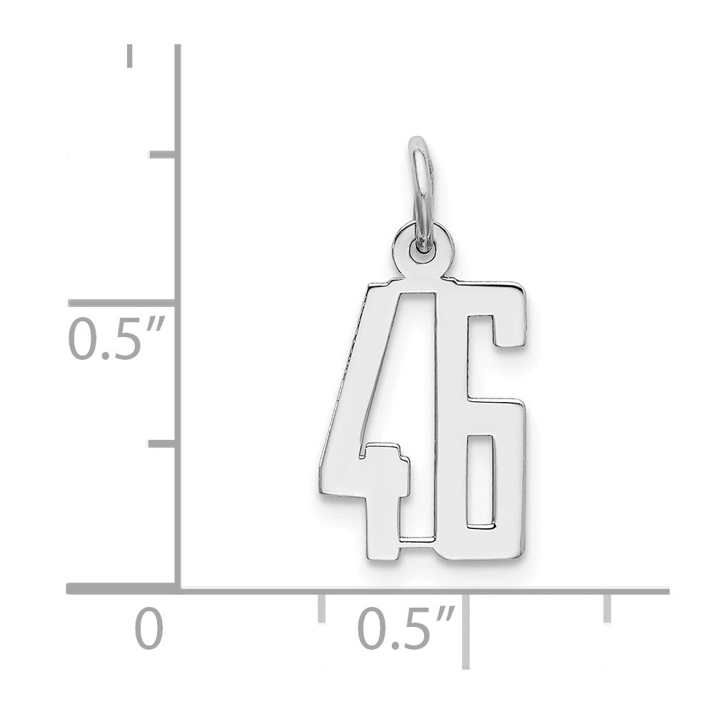 Sterling Silver/Rhodium-plated Elongated Number 46 Charm