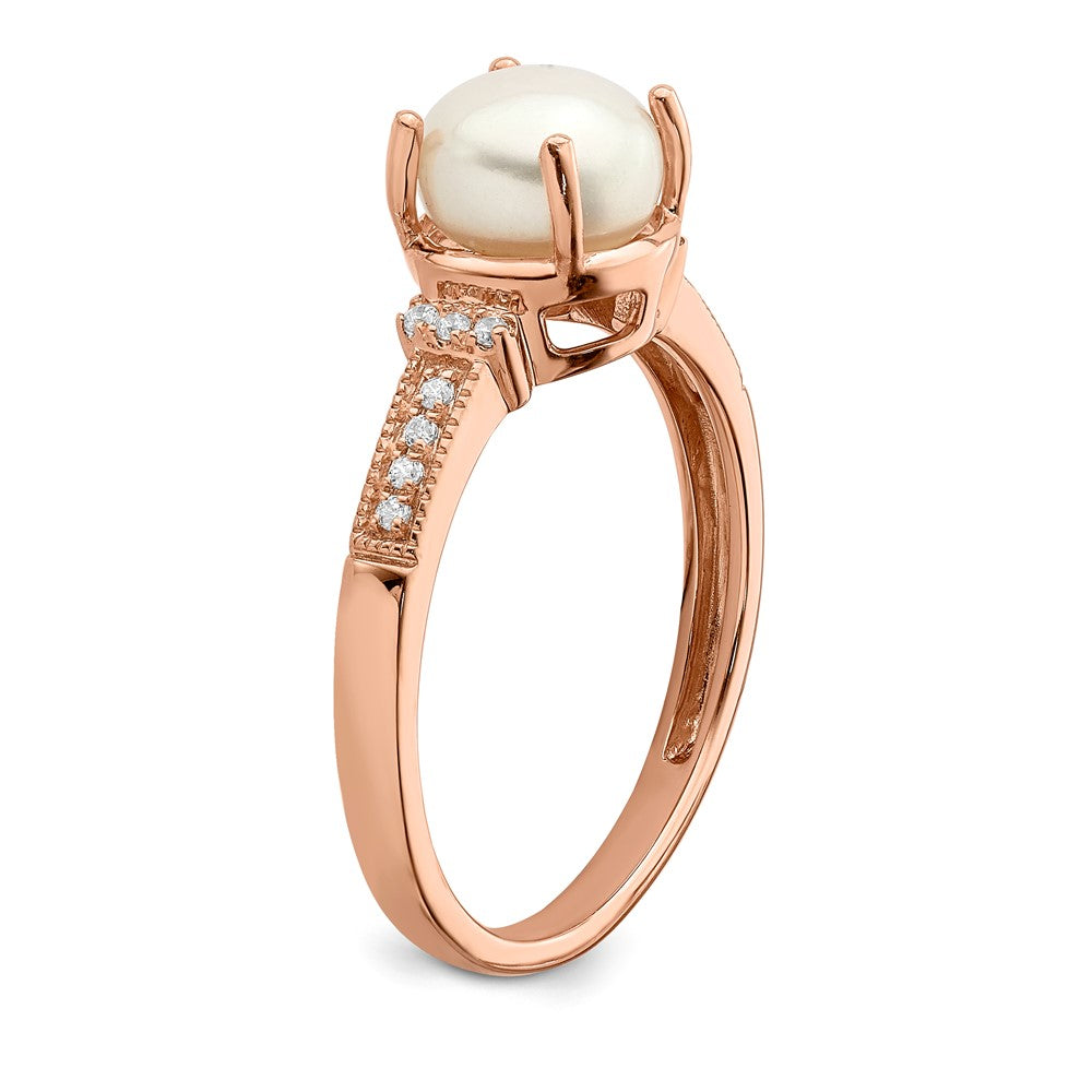 10k RG 7MM FWC Pearl and Dia Ring RD 14-1.05mm - Stone:A Mel:S43