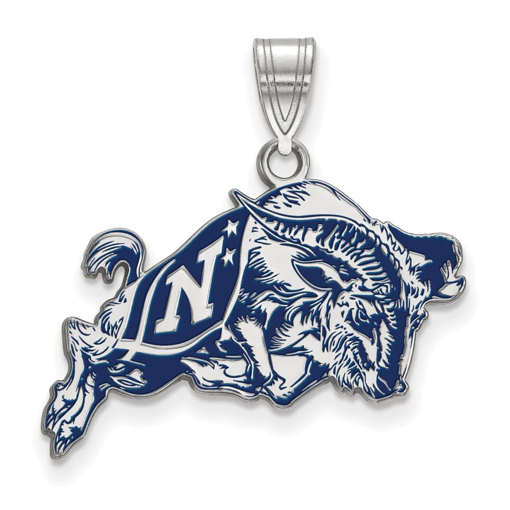 Sterling Silver Rhodium-plated LogoArt US Naval Academy Anchor Large Enameled Pendant Q-SS033USN