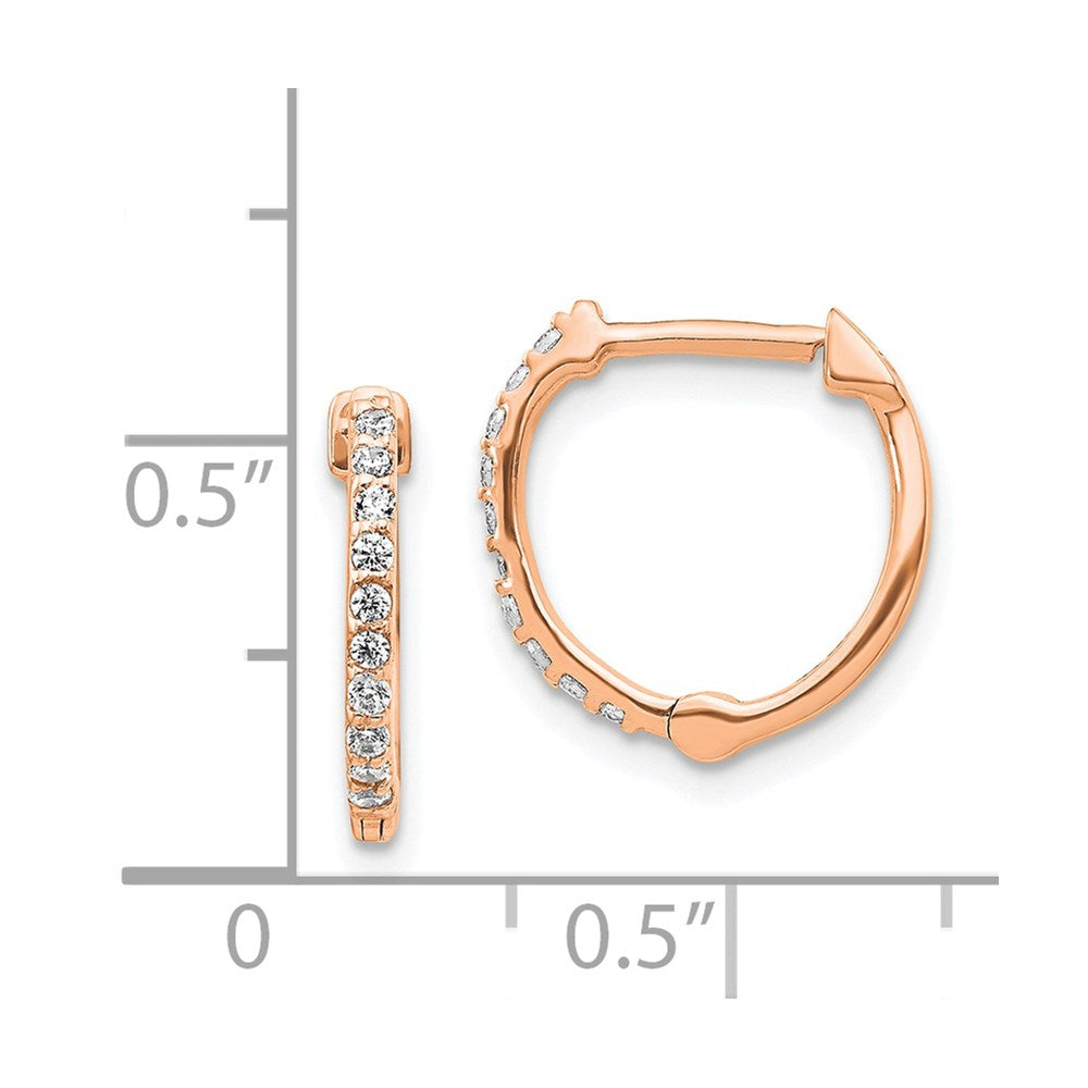 14k Rose Gold Diamond Hinged Hoop Earrings