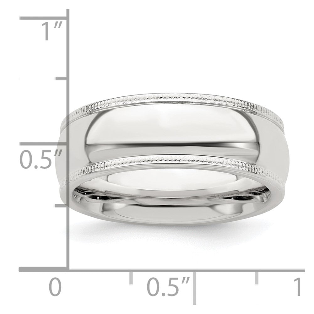 Sterling Silver 7mm Comfort Fit Half Round Milgrain Size 6.5 Band
