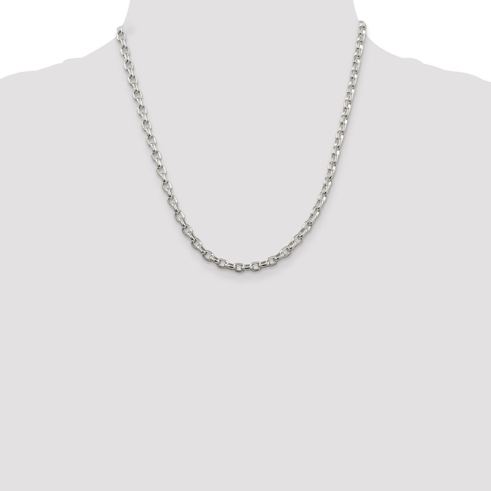 Sterling Silver 4.4mm Oval Fancy Rolo Chain 20 Inches