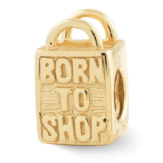 Reflection Beads QRS1627GP Sterling Silver Gold-Plated Born to Shop Bead, Polished