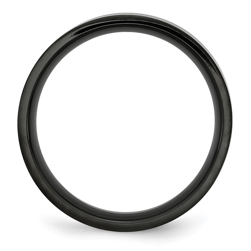 Stainless Steel 6mm Black IP-plated Brushed Flat Band Size - 11.5