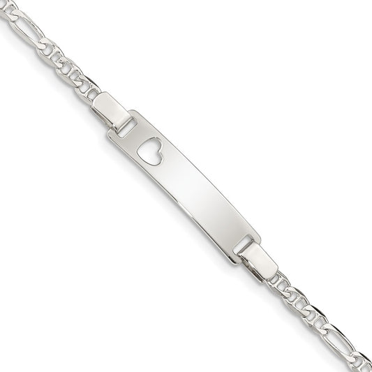 Sterling Silver Baby ID with Cut-out Heart Bracelet 6 inches